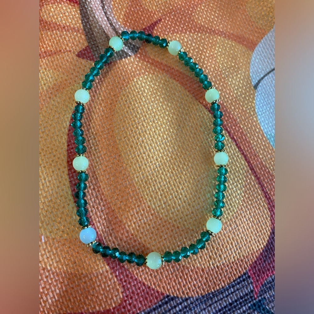 Green Crystal Beaded Ankle Bracelet